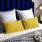 Mustard Yellow Couch Pillow Covers: 2 Pack 12x20 Inch Original Striped Velvet Rectangular Throw Pillow Cases for Farmhouse Home Decor