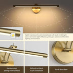 Picture Light Dimmable Hard Wired 23.62 Inch Adjustable Swing Arm Brass Wall Lights for Pictures Led Display Light for Artwork 14W Warm White