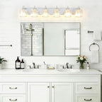 6-Light Modern Bathroom Light Fixture Chrome Vanity Lights Over Mirror Wall Sconce Lighting with K9 Crystal Shades Bathroom Wall Lamp E26 Base for Bedroom, Living Room, Hallway
