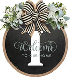 Circular Surname Front Door Welcome Sign - 26 Letter House Wreath, Front Porch Decorations, Year-Round Home Decor (I)