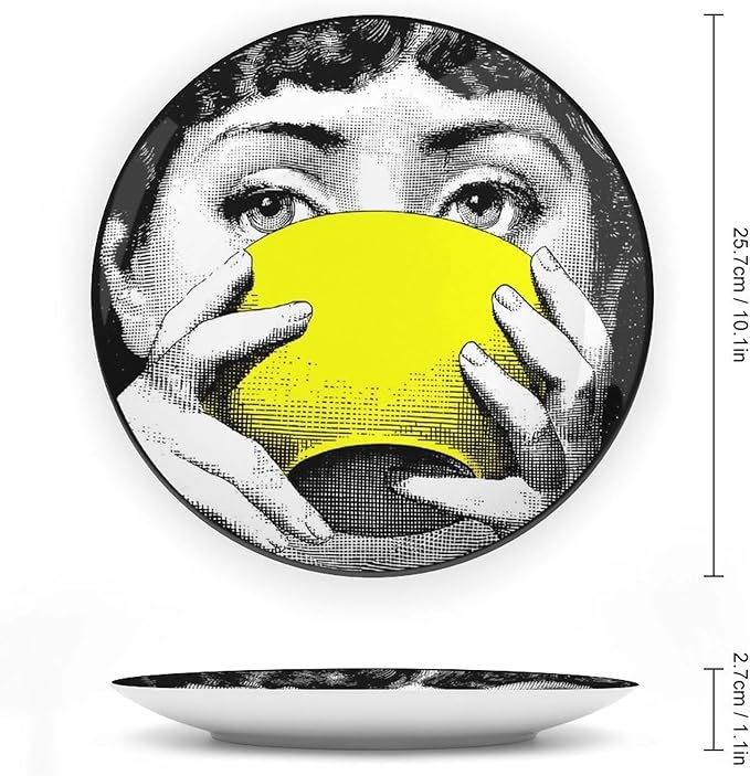 Lina Cavalieri Plate, Wall Decorative Plate, Mysterious Face Plate Wall Hanging Decoration,Including Bracket and Special Spring Hook, 10inch, Style7