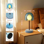Nordic Bedside Lamp, LED Rechargeable Small Table Lamp with 3CCT & Stepless Dimming, Battery Powered Small Table Light for Bedroom Desk and Decor (Sky Blue)