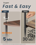 SONGMICS HOME Superfast Toolless Assembly, Corner Shelf Stand, 5-Tier Corner Standing Shelf, Living Room, Bedroom, Kitchen, 15 x 10.6 x 54.7 Inches, Somber Walnut ULBC610K02