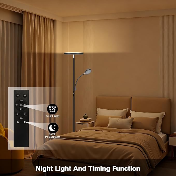 Floor Lamp-42W/4200LM Super Bright Floor Lamp,Dimmable 2-in-1 LED Floor Lamp for Bedroom,Torchiere Floor Lamps with Remote & Touch Control,69" Tall Standing Lamp for Living Room,Office,Reading