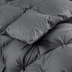 Luxurious Heavyweight Goose Down Feather Fiber Comforter, Exquisite Pinch Pleat Design, Oversize California King/Cal King 108 x 98, 100% Egyptian Cotton, 90 oz Fill Weight, Gray