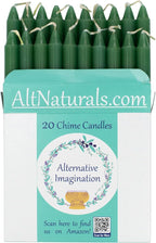 Alternative Imagination Green Chime Candles - 20 Pack of Unscented 4 Inch Mini Taper Candles - Dripless Long Burning Ritual Candles for Meditation, Spell Work, Healing, Prosperity, Growth & Home Decor