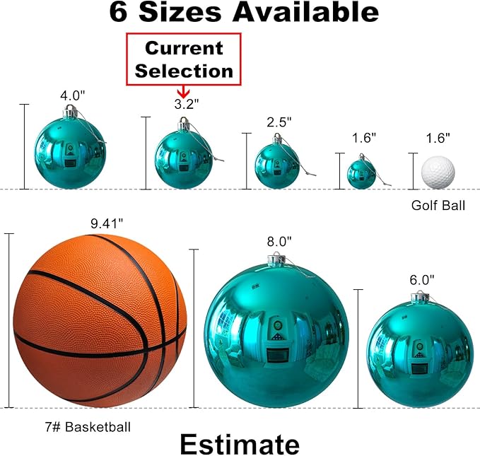 Teal 3.2" Large Christmas Balls - Christmas Tree Decoration Ornaments Shatterproof Hanging Balls for Birthday Halloween Holiday Wedding Decorations Set of 18pcs