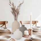 Modern Ceramic Vase Set of 5, Vases Home Decor Rustic Farmhouse Decorative Vase Pottery Vases for Bouquet Pampas Grass Dried Fresh Flowers, Table Living Room Kitchen Bedroom