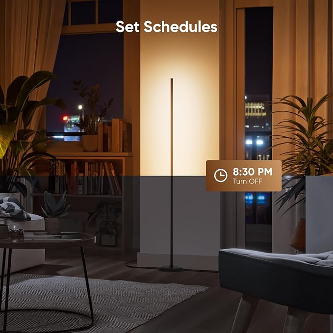 Nanoleaf Matter Smart Floor Lamp, LED Standing Lamps Work with Alexa, Music Sync Corner Lamp,16 Million Colors, 1700lm RGBTW Floor Lamp with Voice Control for Living Room, Ambient Lighting, Black