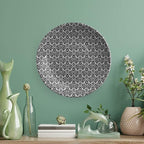 XISUNYA 8 Inch Decorative Plate, Victorian Ceramic Stoneware, Antique Ancient Swirls and Flowers Print Ceramic Wall Hanging for Fine Dining Upscale Events, Dinner Parties, Weddings, Catering
