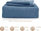 Exclusivo Mezcla Twin Quilt Bedding Set, Lightweight Bluish Grey Quilts Twin Size for All Seasons, Soft Microfiber Bedspreads Coverlets Bed Cover with Leaf Pattern, 2 Piece
