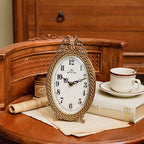 NIKKY HOME Gold Table Clock Silent Non-Ticking, Small Shelf Desk Top Clock Battery Operated Classic Home Decor for Fireplace Mantel, Desktop, Countertop