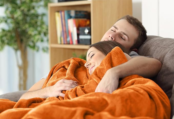 Utopia Bedding Fleece Blanket Throw Size Burnt Orange 300GSM Luxury Anti-Static Fuzzy Soft Microfiber Blanket for Couch, Sofa and Bed (50x60 Inch)