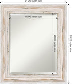 Amanti Art White Wall Mirror 25x21 Alexandria White Wash Rectangle Bathroom Mirror for Wall Decor Living Room, Small Cottage Wood Frame, Hangs Horizonally and Vertically, Bathroom Decor, Beveled Edge
