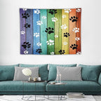 VUMIVI Dog Paw Tapestry Vintage Rustic Colorful Barn Boards Black White Animal Footprints Tapestry Wall Hanging for Living Room Bedroom Dorm Classroom Aesthetic Decor W40xL30in