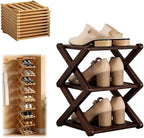 9 Tier Bamboo Shoe Rack, Heavy Duty Foldable Shelf Needing No Setup | Versatile Space-Saving & Sturdy Collapsible Bamboo Shoe Rack Organizer for Closet, Entryway, Over-Door, Dorm or Bedroom Use