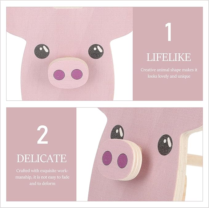 SAFIGLE Wooden Pig Figurine Eyeglasses Holder Glasses Organizer Stand Decorative Sunglasses Display Rack Desktop Eyewear Storage for Office and Home