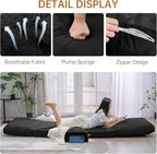 Bean Bag Chairs for Adults,Folding Sofa Bed,Floor Couch Bed, Foam Filling Fold Floor Mattress with Washable Soft Faux Fur Cover, Leisure Floor Couch for Bedroom Living Room(Black,Single)