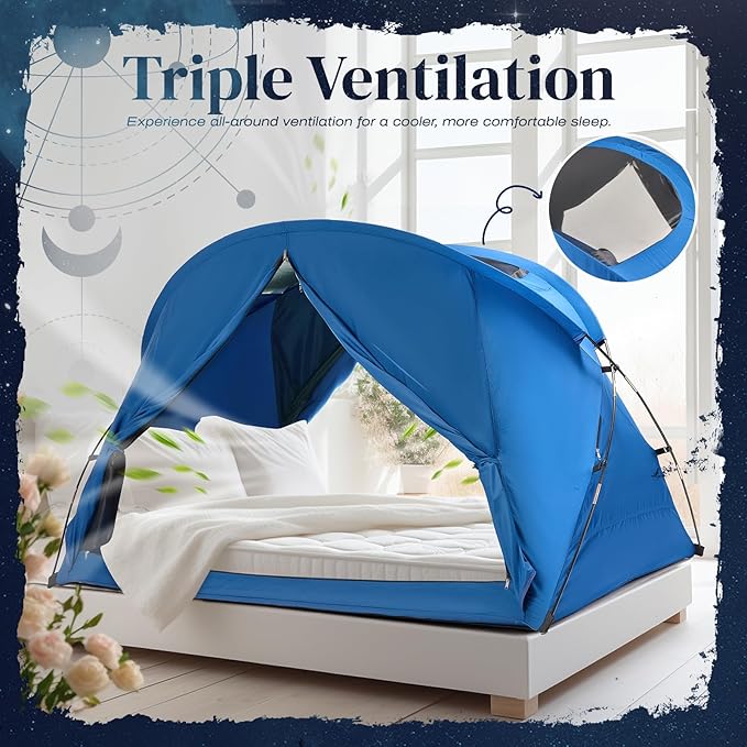 Bed Tent Canopy Twin, Blackout Portable Sleep Tent Easy Setup, Breathable Mesh, Privacy Curtains for Adults, Ideal for Indoor