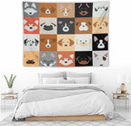 VUMIVI Dog Tapestry Funny Cartoon Pet Patterns Colorful Illustrations Square Animals Tapestry Wall Hanging for Living Room Bedroom Dorm Classroom Aesthetic Decor W80xL60in