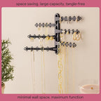 6-Tier Wall Jewelry Organizer Wall Mounted Jewelry Organizer Necklace Holder Wall Mount Hanging Necklace Organizer Jewelry Hanger Hanging Earring Holder Organizer Display (Black)