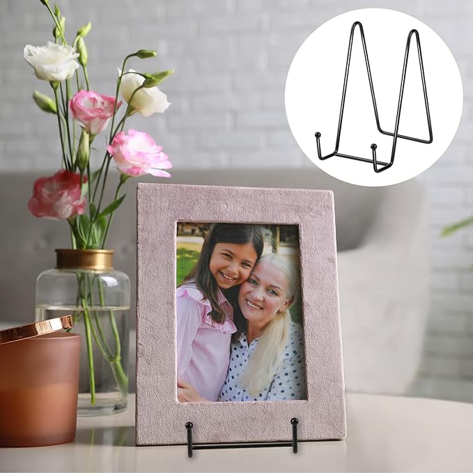 Hoteam 20 Pack Plate Stands for Display, 10 Pcs 4 Inch Metal Frame Plate Holder Display Stand and 10 Pcs 6 Inch Easel Rack for Pictures Photo Decorative Dish Collectibles Tabletop Art(Black)