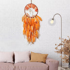 Orange Dream Catcher Wall Decor Crystal Tree of Life Dream Catchers Handmade Feather Dreamcatcher Wall Hanging Ornament for Bedroom Living Room Home Decor