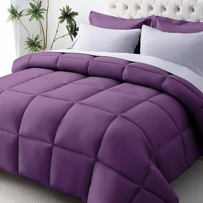JOLLYVOGUE California King Comforter Set, Ultra-Soft Bed in a Bag Cal King Size 7 Pieces, Oeko-TEX Certified Bedding Set With Down Alternative Comforter, Sheets, Pillowcases & Shams, Purple & Lavender