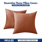 MIULEE Pack of 2 Decorative Outdoor Solid Waterproof Throw Pillow Covers Faux Linen Garden Farmhouse Cushion Cases for Summer Patio Tent Balcony Couch Sofa 12x12 Inch Rust
