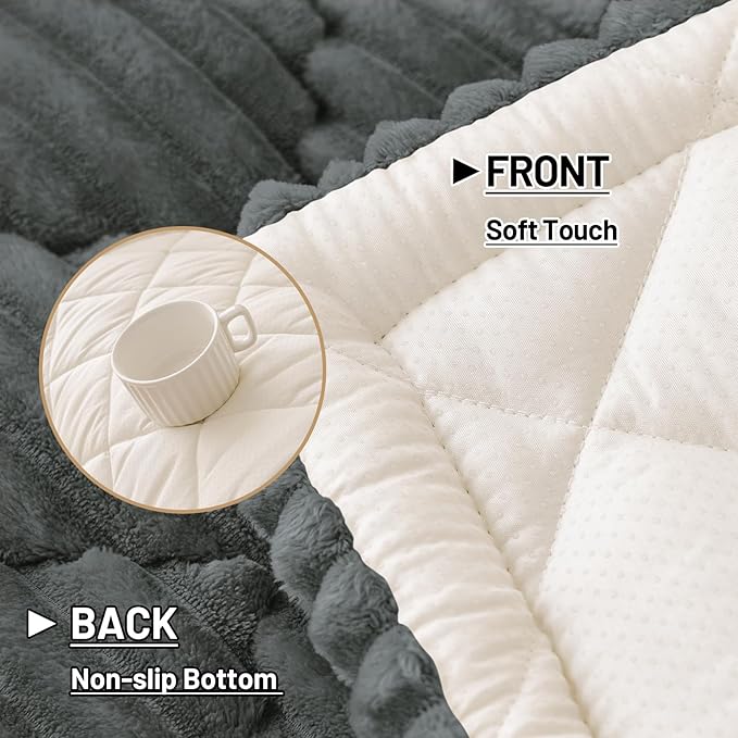 Smiry Pet Couch Cover for Dogs Washable, Non-Slip Fuzzy Couch Covers for 3 Cushion Sofa Pet Friendly, Soft Thick Furniture Protector Sofa Slipcover Mat for Dogs (Dark Grey, 27.6" x 82.7")
