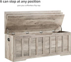 51.2" Storage Chest Extra Large,Storage Bench with 2 Safety Hinges,Shoe Bench,51.2 * 15.7 * 19.1 inches,Wooden Trunk for Bedroom,livingroom,entryway,Supports 220 lb,Easy Assembly(Greige