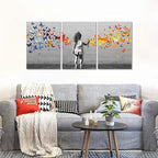Novatique Banksy Wall Art Street Wall Art Colorful Butterfly Graffiti Painting Canvas Print Modern Graffiti Picture Art for Office Living Room Bedroom,20”x 28”x3Pcs