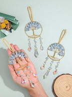 CrystalTears Aquamarine Crystal Tree Life Hanging Ornament for Wall Window Home Room Decor, Feng Shui Healing Crystals Gemstone Glass Suncatcher Car Ornament, Crystal Gifts for Women Christmas