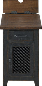 Martin Svensson Home Solid Wood Black and Brown Rustic Chairside End Table with Power and Storage