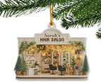 Personalized Hair Salon Christmas Ornament 2025, Custom Name Acrylic Ornament, Holiday Tree Decoration, Gift for Hairdresser & Stylist