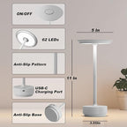1 Pack Rechargeable Table Lamps Cordless, Portable 5000mAh Outdoor Table Light, 3 Color Stepless Dimming LED Table Lamp with Memory Function, for Home/Dinner/Patio/Restaurant.(Light Gray)