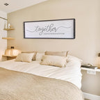 Surfapans Together Is My Favorite Place to Be Sign Wall Decor 40"X15" Bedroom Above Bed Rustic Large Beautiful Home Master Room Beautiful Soild Wood Framed Over Bed Hanging Couple Wall Art (Black)
