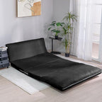 Bean Bag Chairs for Adults,Folding Sofa Bed,Floor Couch Bed, Foam Filling Fold Floor Mattress with Washable Soft Faux Fur Cover, Leisure Floor Couch for Bedroom Living Room(Black, Double)