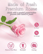 HVY Preserved Flowers Gifts for Her,Preserved Rose Bouquet in Glass Dome,Forever Flowers Fresh Bouquet Present for Women Mothers Day Birthday Gifts for Mom Wife Grandma,Pink Real Rose