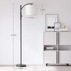 SUNMORY Dimmable Arc Floor Lamps for Living Room, Stepless Dimming Modern Floor Lamp with 1000 Lumens Bulb, Metal Standing Lamp with Adjustable Hanging Lampshade, Tall Floor Lamps, Bedroom, Office