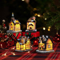 Christmas Decorations Village House Decor Xmas Lantern Decorative Resin House Collectible Buildings Figurine De Navidad Decoración with LED Light