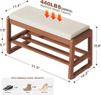 Shoe Bench Storage Rubberwood with Leather Cushion 31.5", Waterproof Easy to Clean 550LBS Organizer Shoe Rack for Entryway, Hallway, Mudroom, Front Door
