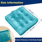 Floor Pillow Set of 2, Memory Foam Meditation Cushion, Floor Cushions for Adults Sitting, Large Square Seat Cushions for Yoga, Couch, Sofa, Kids, Living Room, 20x20 Inch (Blue)
