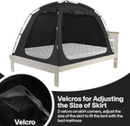 EighteenTek Bed Canopy with Lights, Sleeping Dream Twin Bed Tent, Portable Cottage Drafty Room Blackout Breathable Privacy Big Indoor Tents for Girls & Boys Bedroom Decor, Black