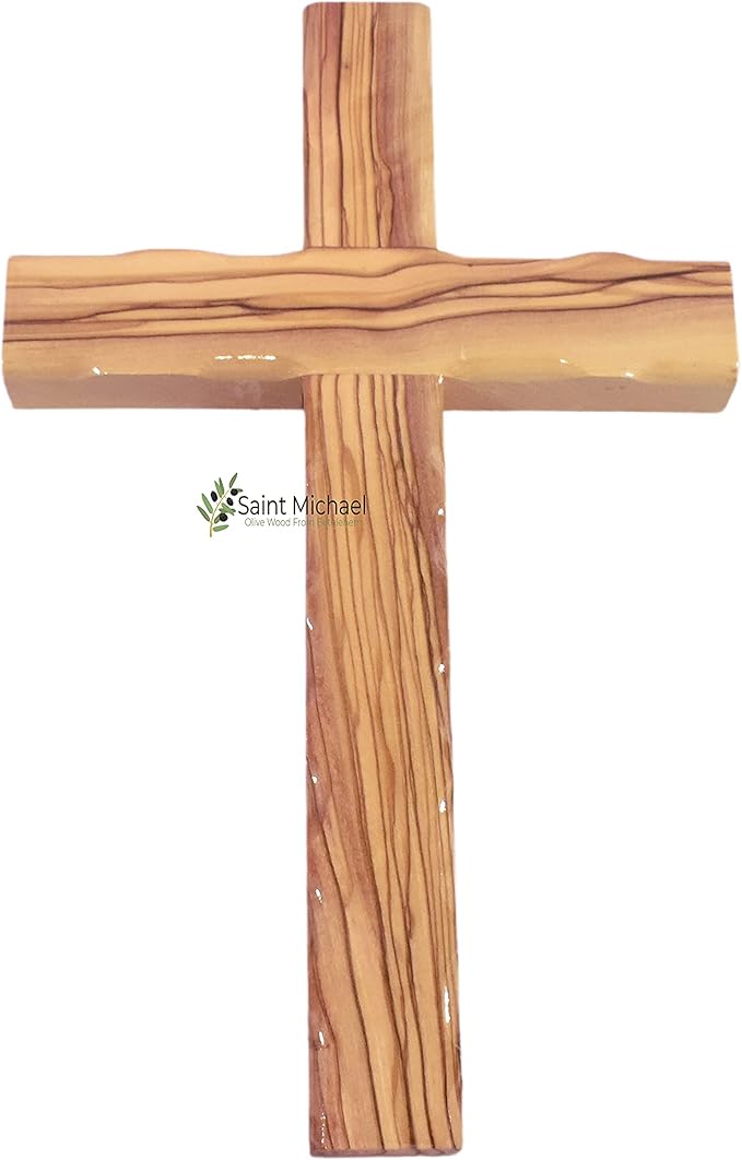Wall -Wooden Wall Hanging Cross Made of Olive Wood in The Holy Land - Unique Gift for Christmas or Wall Cross for Bedroom or Living Room (10 x 6 Inches)