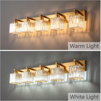 Modern 5-Light Gold Brushed Brass Finish Crystal Wall Light for Bathroom Vanity