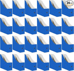 Limitliho 24 Pack Cardboard Magazine File Holder for Desktop ，Blue Book Bins for Classroom Library, Office or Home, Vertical Paper Boxes for Storage with Label(10.6" H x 10.2" L x 3.5" W in)