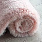 Pink Boho Faux Rabbit Fluffy Fur Rugs for Bedroom Shag Circle Washable Area Rugs for Living Room Nursery Round Rug 4ft