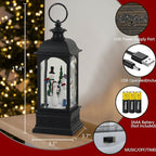 Eldnacele Snowman Music Snow Globe Lantern with 6 Hour Timer, Battery Operated & USB Powered Singing Lighted Lamp Swirling Water Glittering Christmas Decoration Holiday Decor Lantern