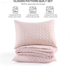 HORIMOTE HOME Quilt Twin Size Light Pink, Lightweight Quilt for Summer Ultra-Soft Microfiber Modern Style Quilted Clouds Pattern Bedspread Quit Set 2 Pieces (1 Quilt and 1 Pillow Sham)